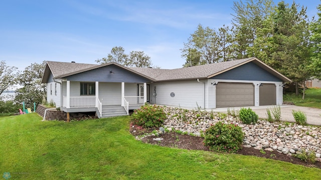 42871 Lida View Ln, Lida Twp, MN 56587 - single story home with a garage, a porch, driveway, and a front yard
