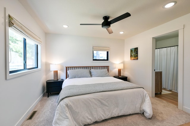 1011 Burgs Park Dr, Shell Lake, WI 54871 - carpeted bedroom featuring visible vents, recessed lighting, and multiple windows