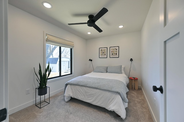 1011 Burgs Park Dr, Shell Lake, WI 54871 - bedroom featuring recessed lighting, carpet floors, a ceiling fan, and baseboards