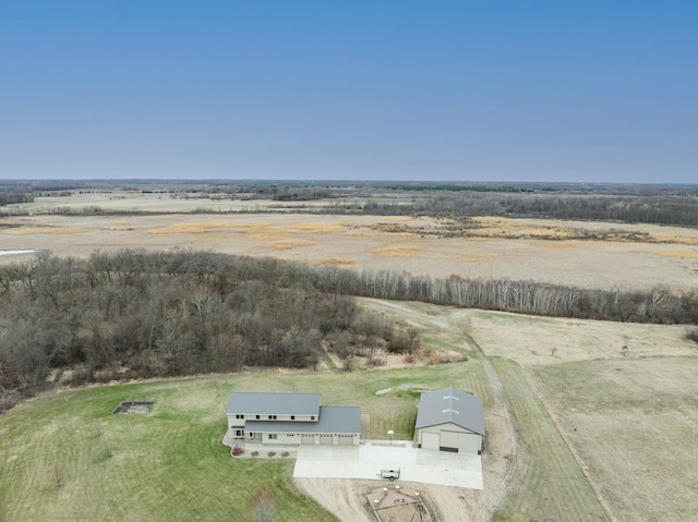 drone / aerial view featuring a rural view
