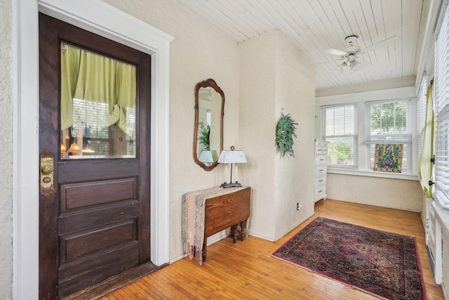 3304 Longfellow Ave, Minneapolis, MN 55407 - entrance foyer with hardwood / wood-style floors, wooden ceiling, and ceiling fan