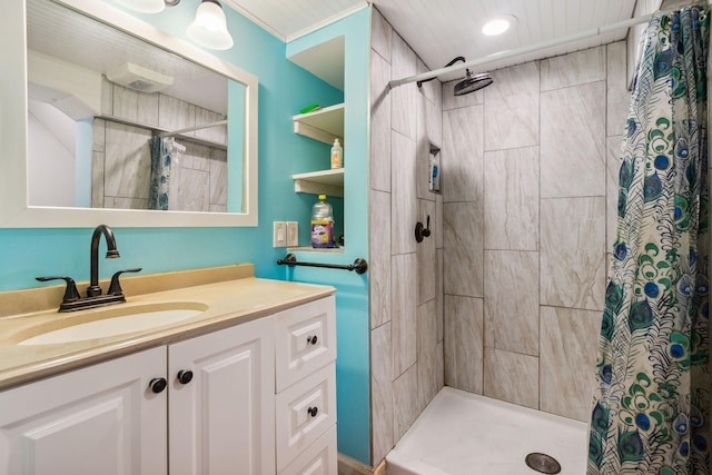 3304 Longfellow Ave, Minneapolis, MN 55407 - bathroom with vanity, recessed lighting, and a stall shower