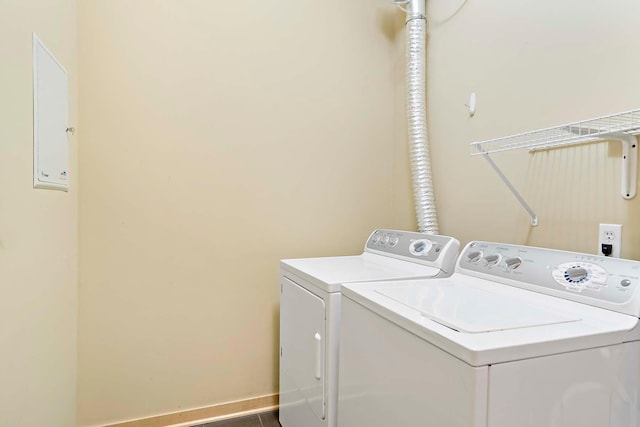 240 Spring St Unit 413, Saint Paul, MN 55102 - washroom featuring washing machine and clothes dryer and baseboards