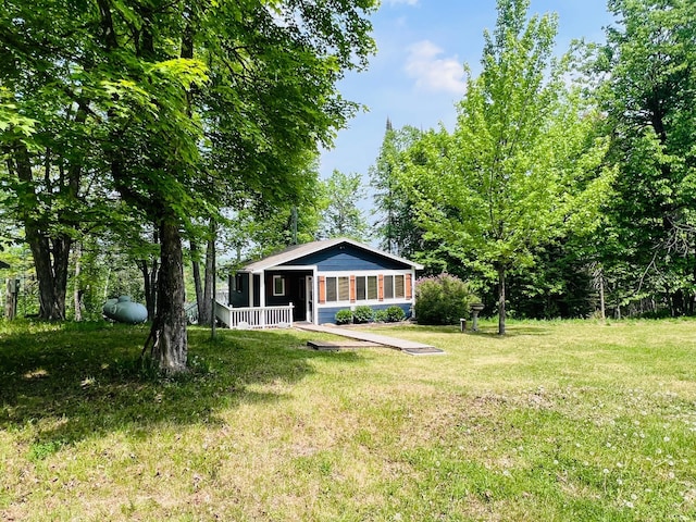 41820 Bald Eagle Dr, Marcell Twp, MN 56628 - view of front of home featuring a front lawn and a porch