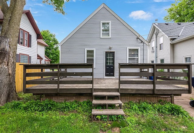 423 1st St NW, Faribault, MN 55021 - rear view of house with a wooden deck