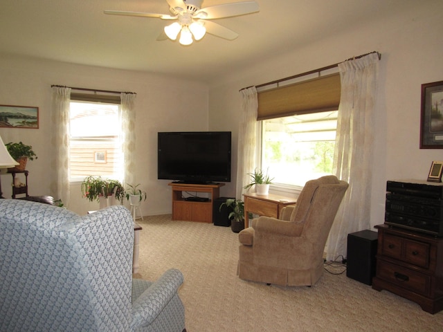 218 Lake Ave E, Fulda, MN 56131 - carpeted living area with plenty of natural light and ceiling fan
