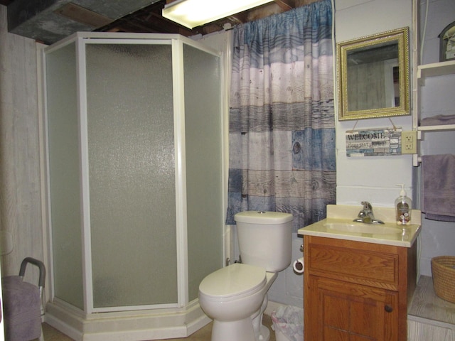 218 Lake Ave E, Fulda, MN 56131 - bathroom with a shower stall, vanity, and toilet