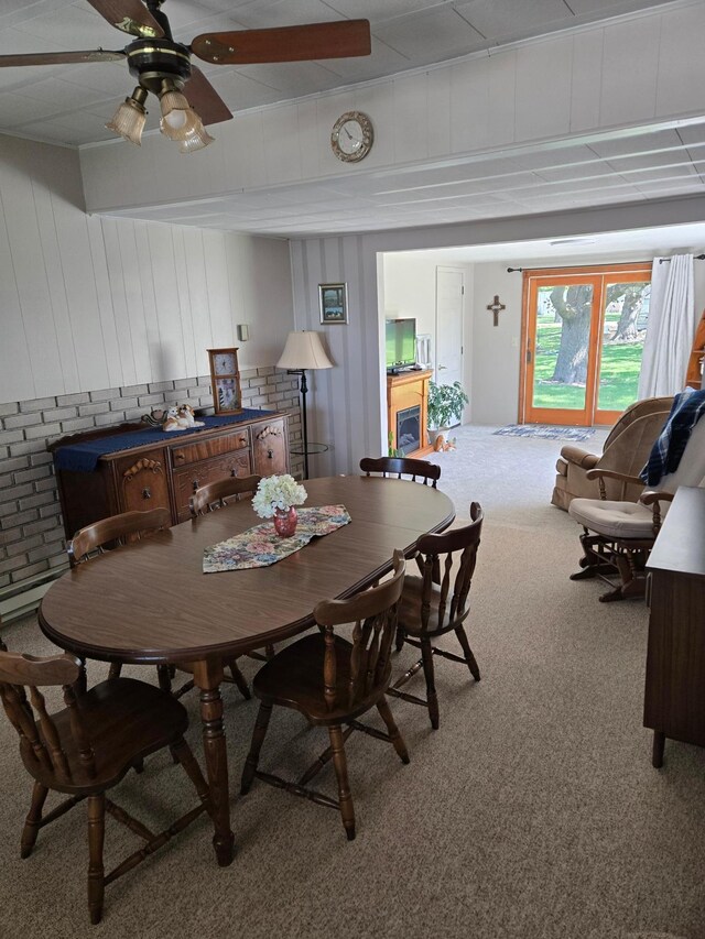 218 Lake Ave E, Fulda, MN 56131 - carpeted dining area with a ceiling fan
