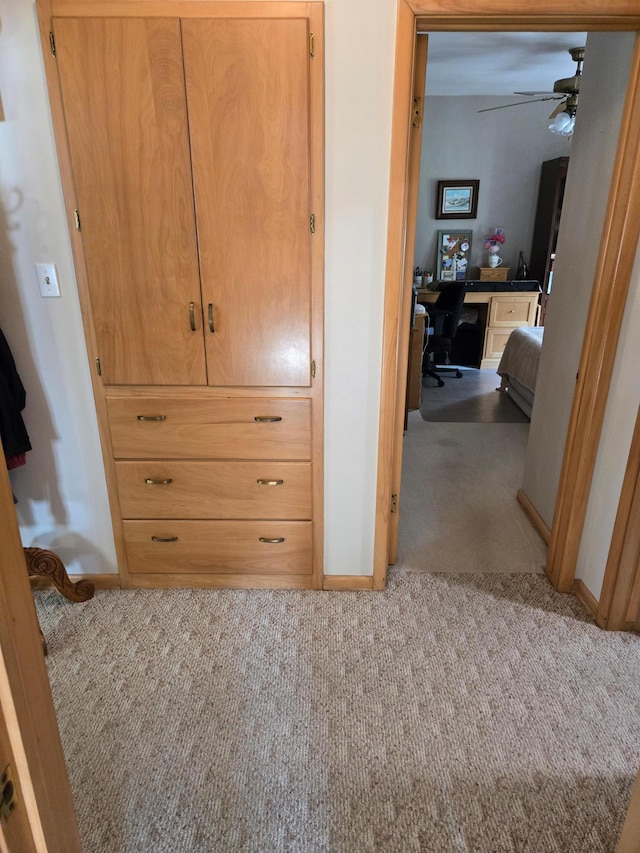 218 Lake Ave E, Fulda, MN 56131 - hall featuring carpet, a desk, and baseboards