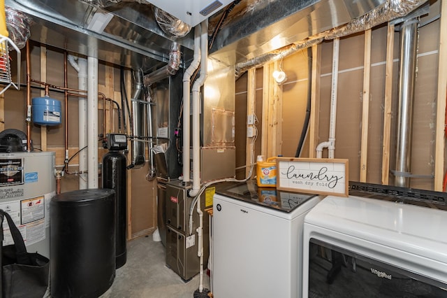 interior space featuring washer and dryer and gas water heater