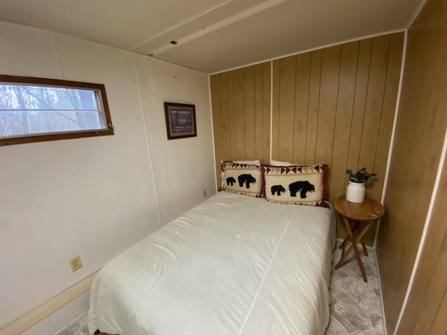 W8108 Vernon Ave, Chicog Twp, WI 54888 - bedroom with wooden walls