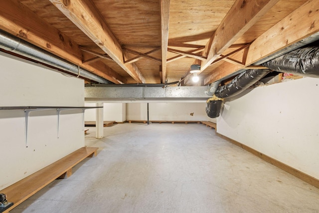 unfinished below grade area featuring baseboards