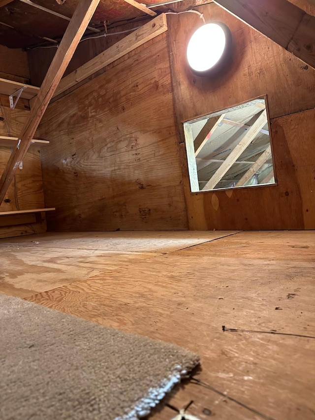 view of unfinished attic