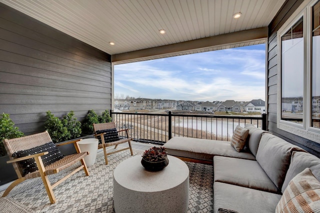 2063 Oakpointe Dr, Waconia, MN 55387 - balcony with an outdoor living space, a residential view, and a water view