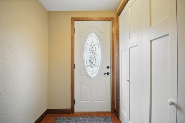 235 3rd St NE, Blooming Prairie, MN 55917 - entryway with baseboards and dark wood-style floors