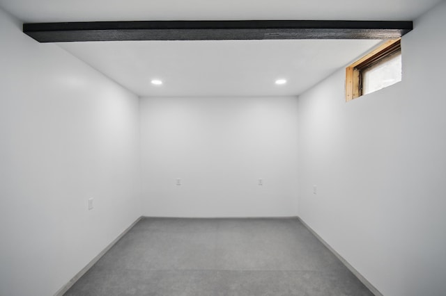 235 3rd St NE, Blooming Prairie, MN 55917 - below grade area with light colored carpet, baseboards, and recessed lighting