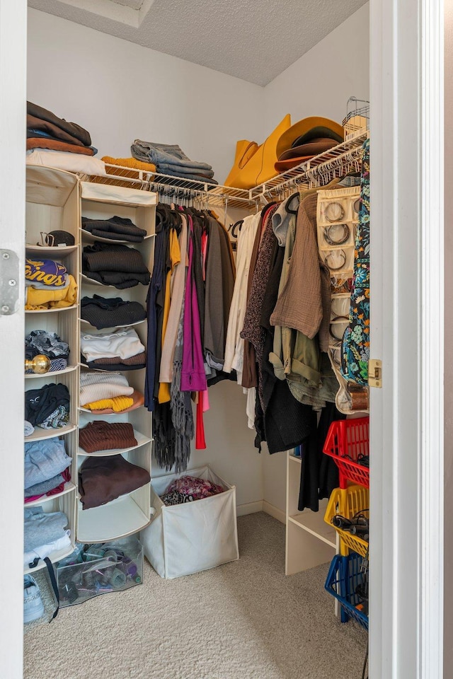 spacious closet with carpet floors