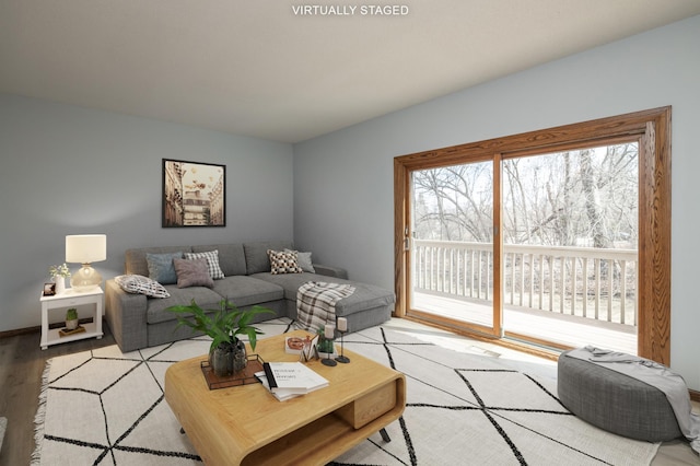 living room featuring light wood-style floors