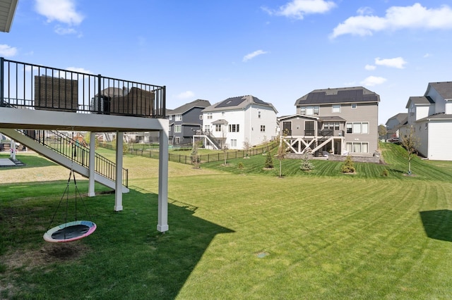 4429 Arbor Dr, Woodbury, MN 55129 - view of yard with stairway, a residential view, and a wooden deck