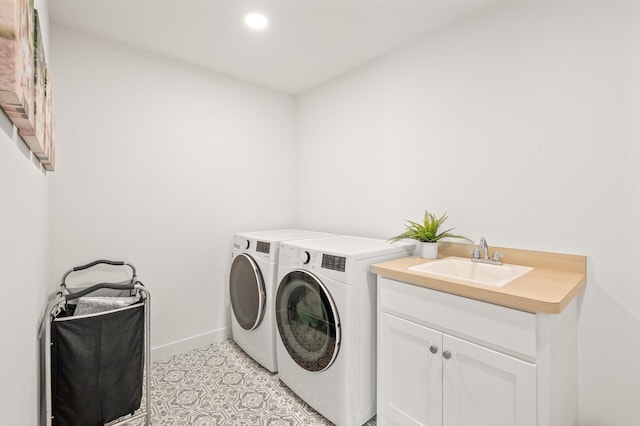 4429 Arbor Dr, Woodbury, MN 55129 - laundry room with separate washer and dryer, baseboards, recessed lighting, and cabinet space
