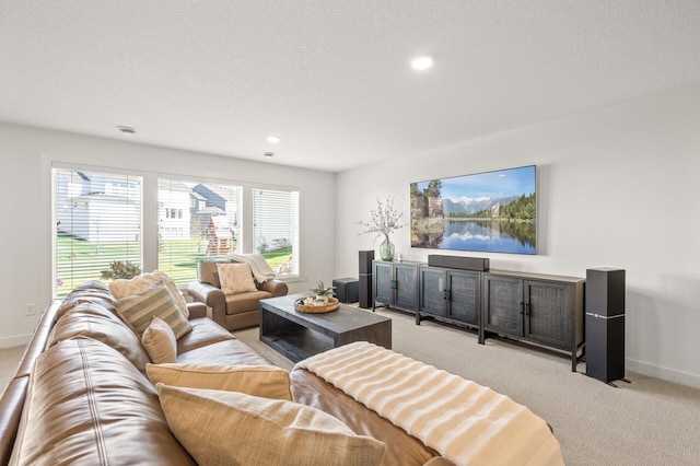 4429 Arbor Dr, Woodbury, MN 55129 - living room with light carpet, baseboards, recessed lighting, and a textured ceiling