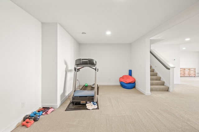 4429 Arbor Dr, Woodbury, MN 55129 - exercise room with carpet, baseboards, and recessed lighting