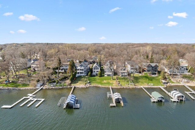 4101 Highwood Rd, Orono, MN 55364 - drone / aerial view featuring a residential view, a water view, and a forest view