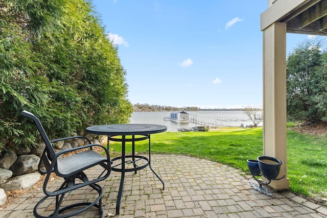 4101 Highwood Rd, Orono, MN 55364 - view of patio with a water view