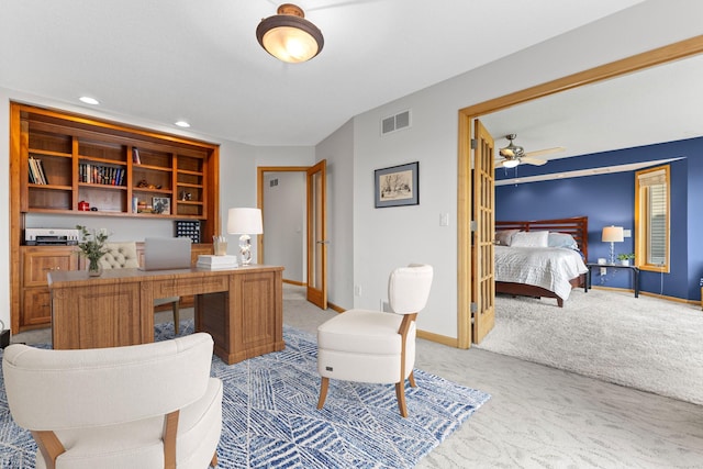 4101 Highwood Rd, Orono, MN 55364 - office space featuring light colored carpet, recessed lighting, and a ceiling fan