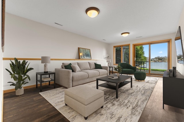 4101 Highwood Rd, Orono, MN 55364 - living area with dark wood-style flooring