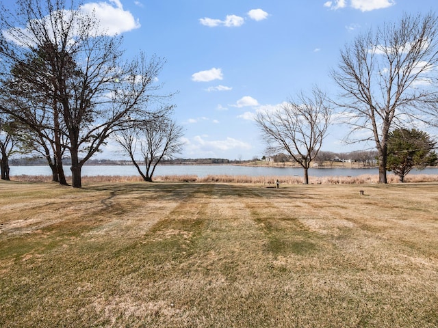 view of yard featuring a water view
