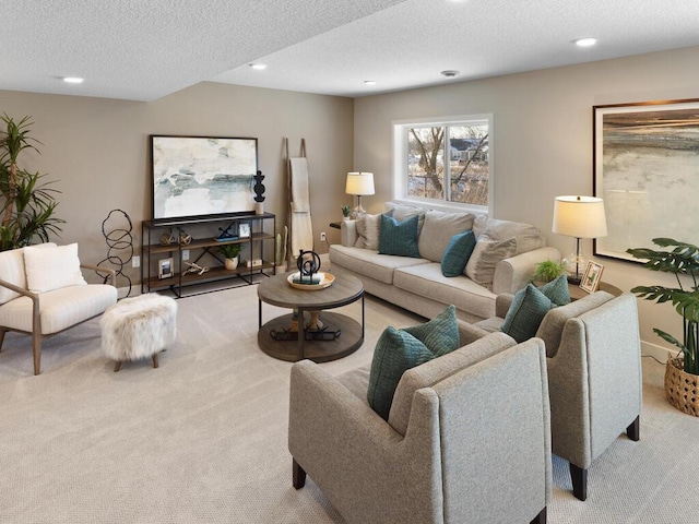 7881 Austin Way, Inver Grove Heights, MN 55077 - carpeted living room with recessed lighting and a textured ceiling