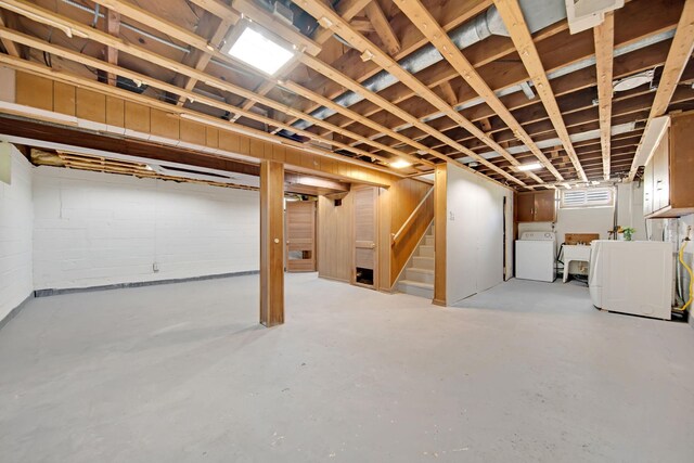 1759 Flandrau St, Maplewood, MN 55109 - unfinished basement featuring washer / clothes dryer and stairway