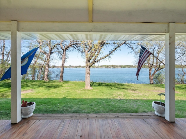 1007 Van Dyke Rd NW, Alexandria, MN 56308 - wooden deck featuring a water view and a lawn
