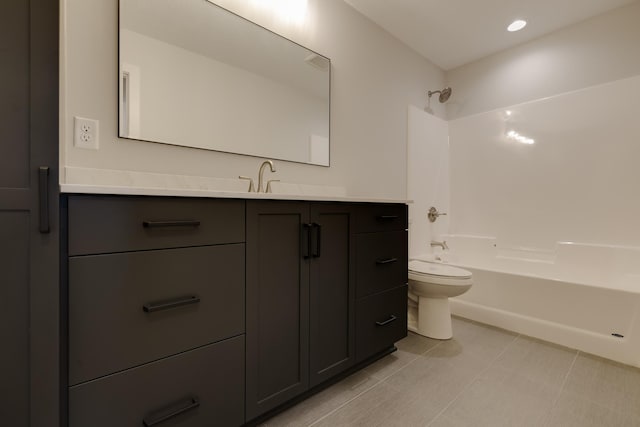 1824 Brandt Dr NE, Byron, MN 55920 - full bath with toilet, vanity, tub / shower combination, and tile patterned floors