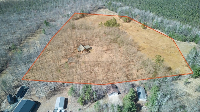 aerial view featuring a forest view