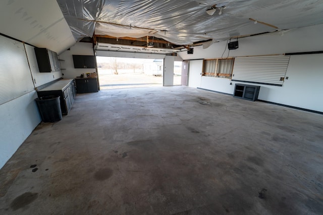 garage with a garage door opener