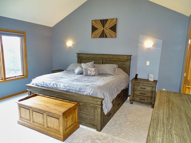 N1698 945th St, Rock Creek Twp, WI 54701 - bedroom with lofted ceiling, baseboards, and carpet floors