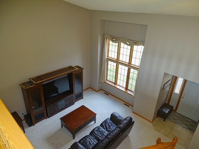 N1698 945th St, Rock Creek Twp, WI 54701 - living area with baseboards, visible vents, and carpet floors