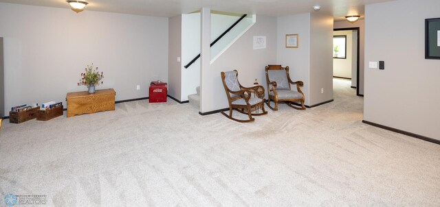 3497 50th St S, Fargo, ND 58104 - sitting room featuring light colored carpet and stairway