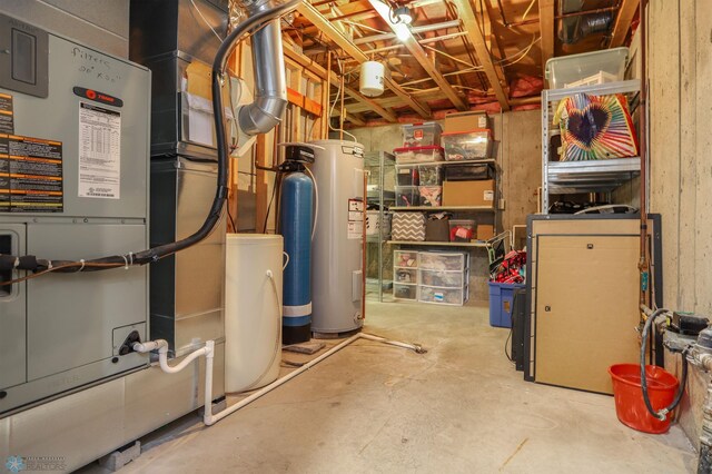 1311 Cossette Dr S, Fargo, ND 58104 - unfinished basement featuring electric water heater and heating unit