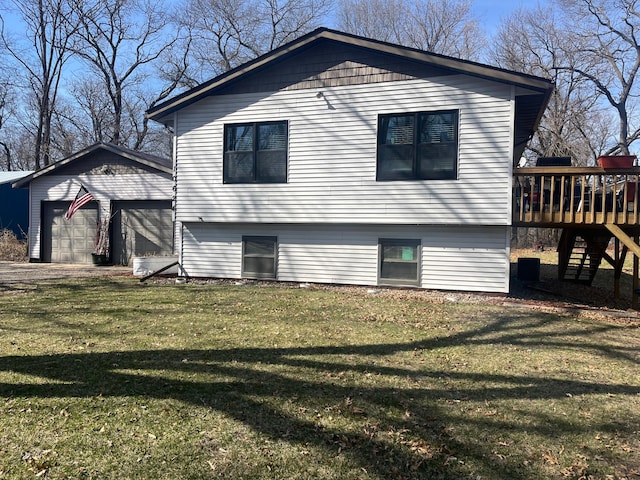 10624 56 1/2 St, Palmer Twp, MN 55319 - view of home's exterior featuring a wooden deck, a yard, and stairs