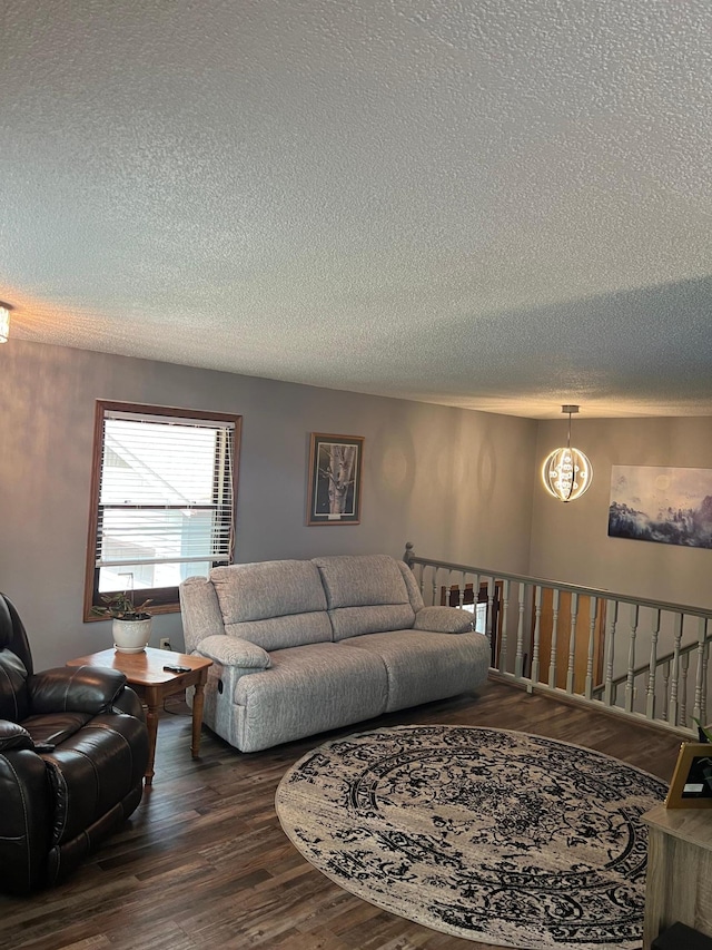 10624 56 1/2 St, Palmer Twp, MN 55319 - living room with a textured ceiling and dark wood-style floors
