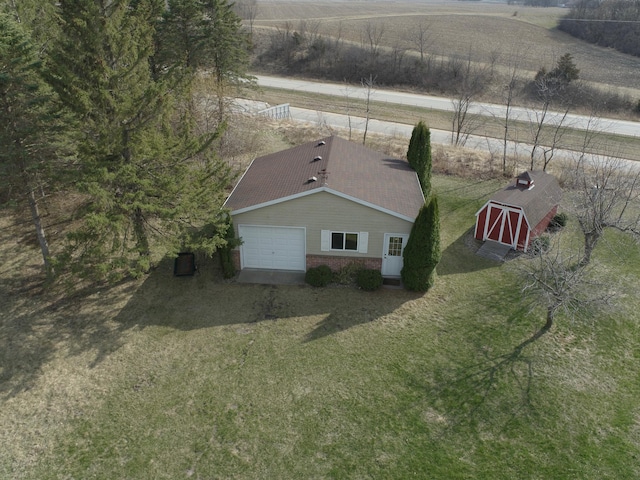 aerial view featuring a rural view