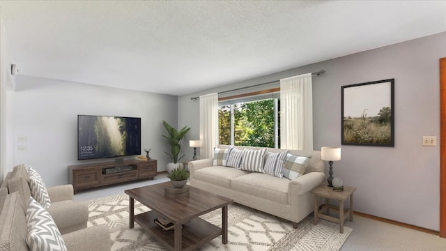 living room featuring carpet