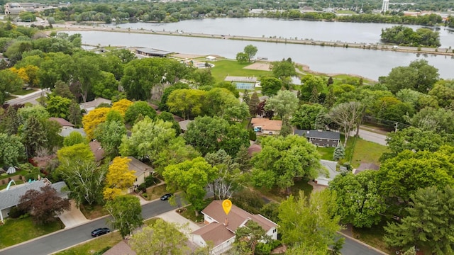 aerial view of a nearby body of water