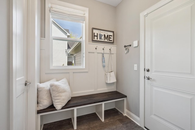 4233 Halstead Bay Alcove, Minnetrista, MN 55331 - mudroom featuring baseboards and dark wood-style flooring