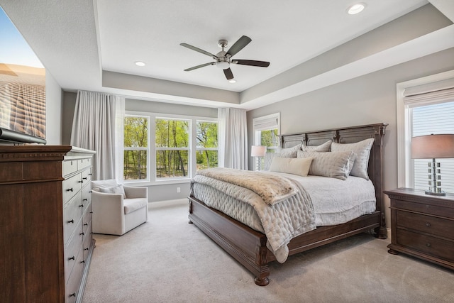 4233 Halstead Bay Alcove, Minnetrista, MN 55331 - bedroom featuring light carpet, recessed lighting, baseboards, and a ceiling fan