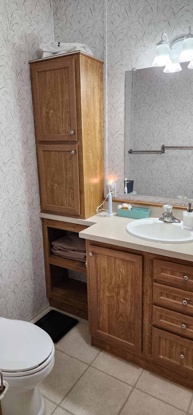 306 4th St S, Hoffman, MN 56339 - half bathroom with wallpapered walls, vanity, and toilet