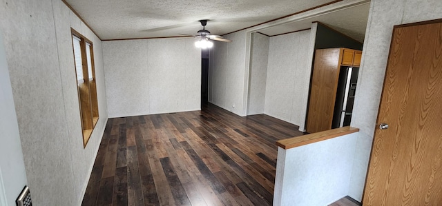 306 4th St S, Hoffman, MN 56339 - unfurnished room with a textured ceiling, crown molding, wood finished floors, and ceiling fan
